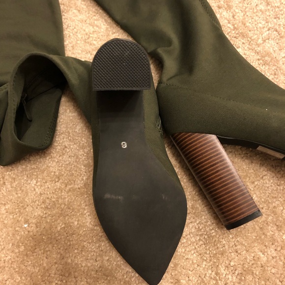 Over the knee army green boots - Picture 3 of 3